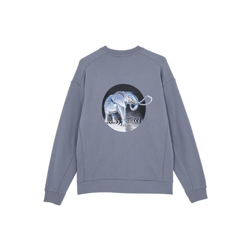 Puma X Kazuki Kuraishi Fall/Winter 23 Metallic Elephant Print Crewneck Sweatshirt Unisex Tops Gray 622907-92