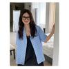 Women's Checkered Short Sleeved Shirts Summer American Style Thin Blouses Loose Casual Versatile Ladies Clothing