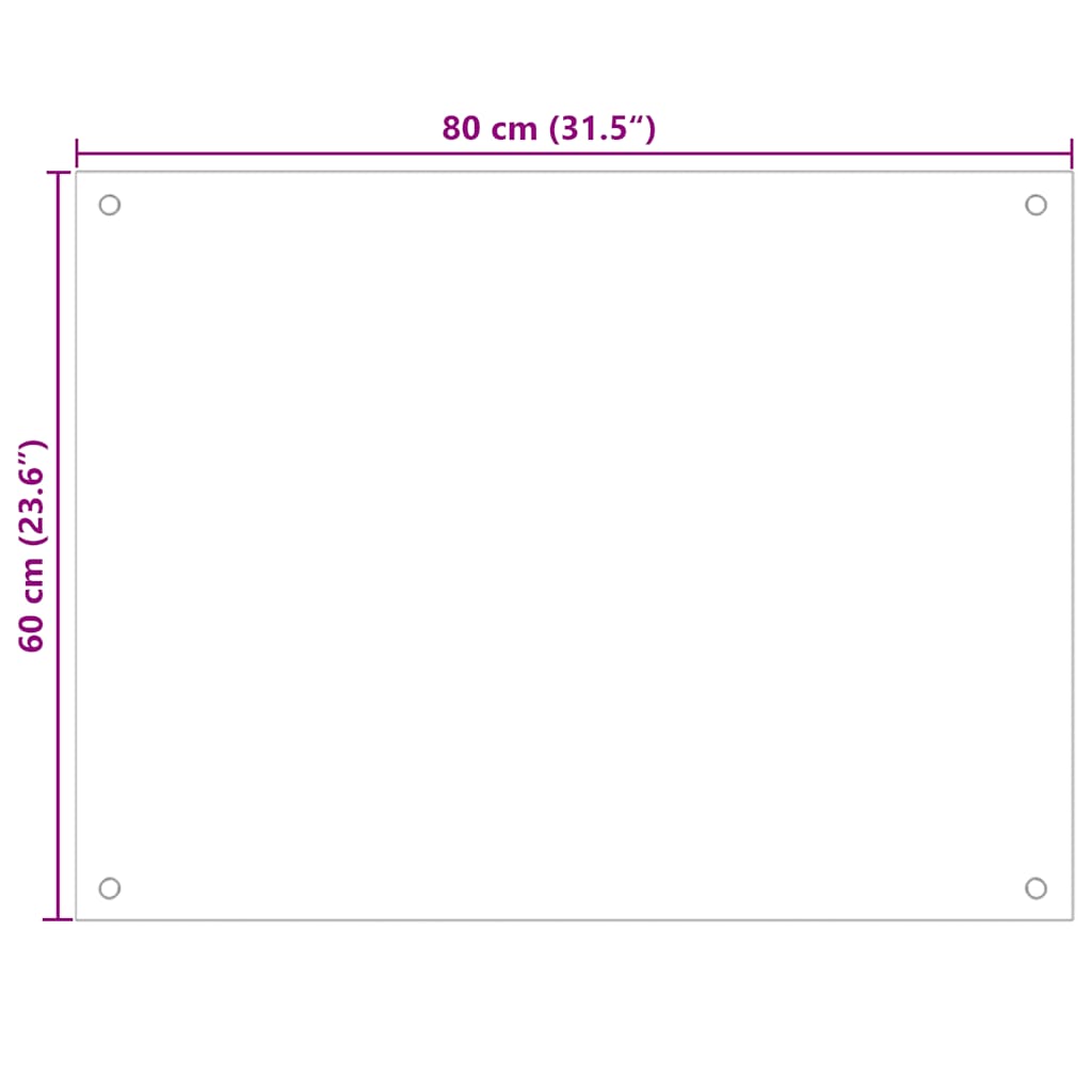 Transparent Kitchen Backsplash 80 x 60 cm Tempered Glass