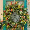 1Pc Front Door Simulation Spring and Summer Wildflower Wreath, for Courtyard, Front Door