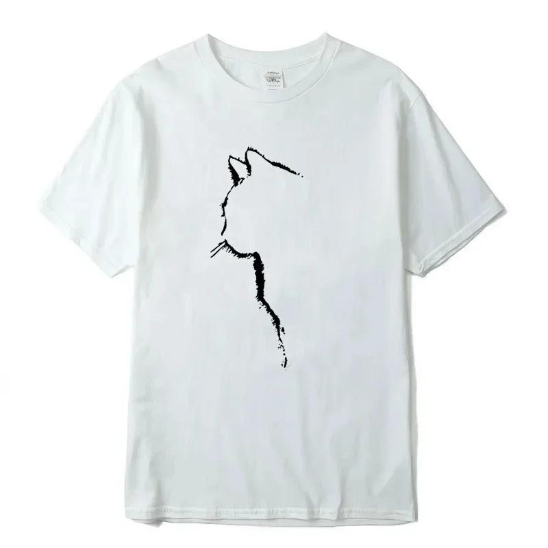 

Мужская футболка высшего качества 100% хлопок с коротким рукавом с принтом крутого кота повседневная свободная мужская футболка с круглым вырезом мужские футболки XXXXXL темно серый