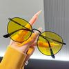 Metal round frame flat mirror unisex sunglasses new fashionable European American hip hop style trendy accessory