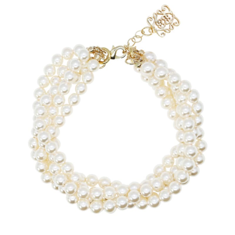 jewelCOUNTY Volume Braids Pearl Anagram Bracelet[Cream]