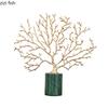 Metal Coral Tree Ornament Marble Base Art Sculpture Home Decoration Crafts Desktop Statue Display Model Figurines Figurines