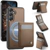 For Samsung Galaxy A55 5G/Galaxy A35 5G Leather Back Cover Compatible with MagSafe JEEHOOD J06 Phone Case with Card Bag RFID Blocking