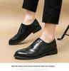 British Men's Carved Leather Brogues with Pointed Toe - Plus Size Formal & Casual Color Block Shoes