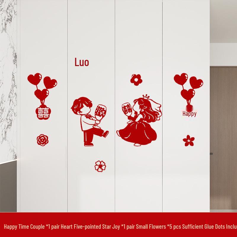 Wedding Room & Wardrobe Decor Set: Groom's Bedroom Double Happiness Stickers