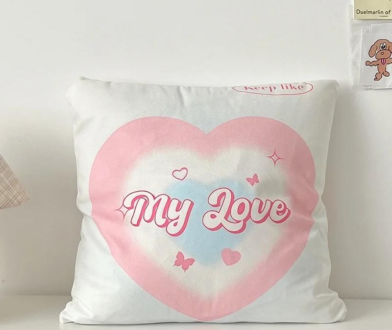 Colorful Checkered  HeartShaped Pattern Pillows Pattern Cushion Cover Suitable For Sofa Bedroom Car Pillow Cover