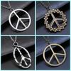 Big Peace Sign Pendant Necklace Simple Vintage Peace Symbol Pendant Necklace Metal Chain Long Chain Necklace