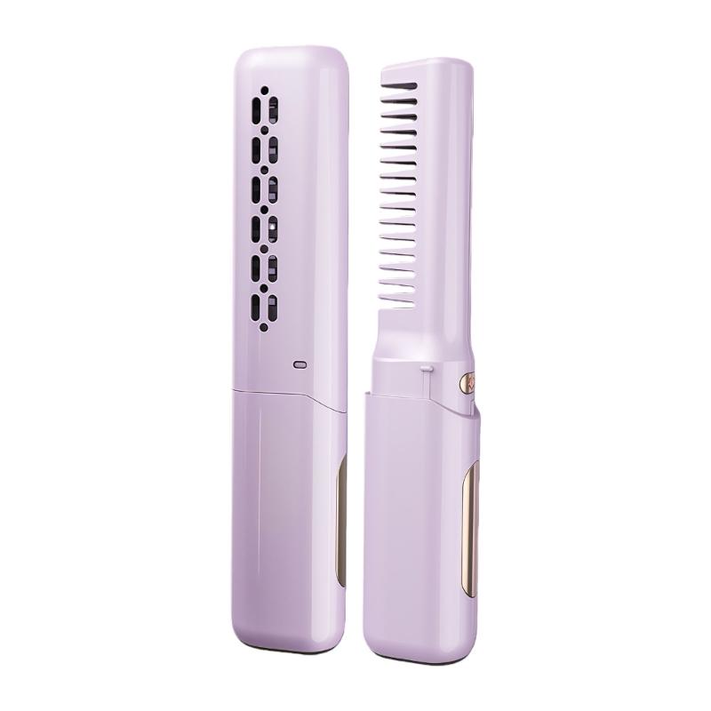 Rechargeable Straightening Curling Comb With Temperature Control Miniature Hair Straightener For Gym Outdoor фиолетовый