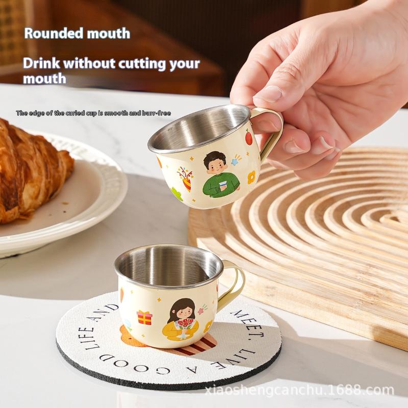 80/220ml Stainless Steel Water Cup Mug For Kids Anti Scalding Milk Coffee Cup Mini Cute Drinking Mug Coffee Cups