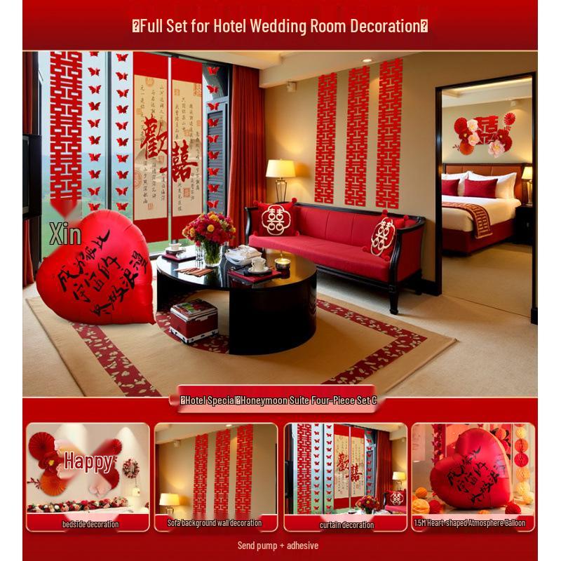 

Complete Wedding Room Decoration Set: Bride s Bedroom Décor, Safe for Walls