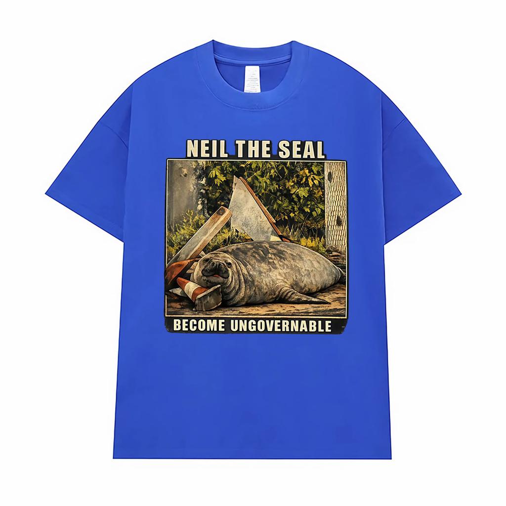Neil la Foca Diventa Ingovernabile Magliette Grafiche Divertenti Meme Unisex Moda Unisex Umorismo Kawaii T Shirt Top Estivi T Shirt Girocollo