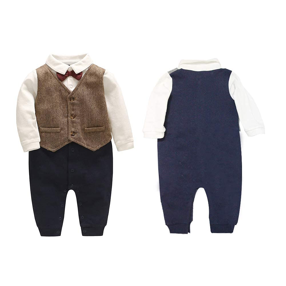 Fairy Baby Elf Baby Formal Layered Perfect for Baby and More Boy's Romper, Style, Weddings, Showers, (Coffee, 59)