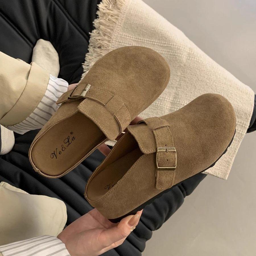 Boken shoes single shoes 2025 new spring and autumn platform slippers women's shoes brown height increase outer wear half toboken shoes