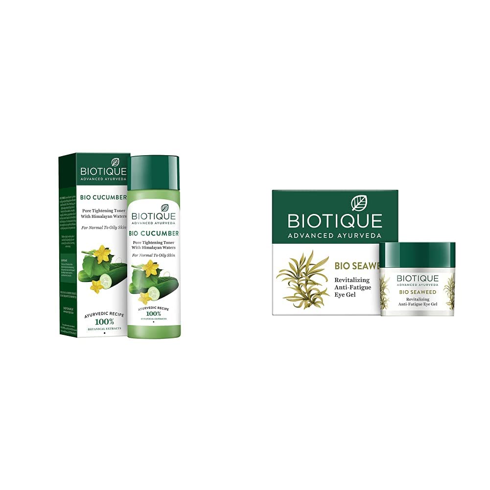 Best Indian Combo Biotique Bio Cucumber Pore Tightening Toner, 120ml & Biotique Bio White Advanced Fairness Face Wash, 150ml