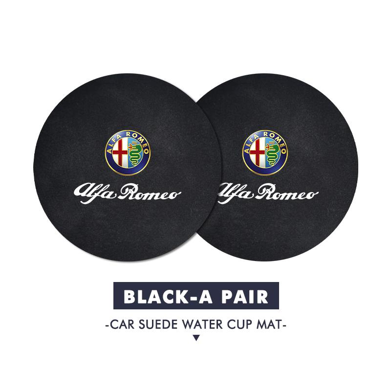 Car Stickers 2pcs Car Coaster Anti Slip Mat Water Cup Pad Accessories For Alfa Romeo GT Stelvio F1 Brera Volante Tonale Gloria D QA4