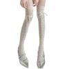 Women Fishnet Stockings Laced Up Thigh Highs Stockings Tights Pantyhose Sweet Over the Knee Socks Antis Skidding Socks