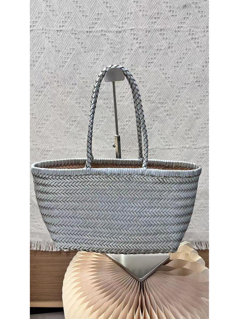Dragon Diffusion Women's Genuine Leather Woven French Basket Bag