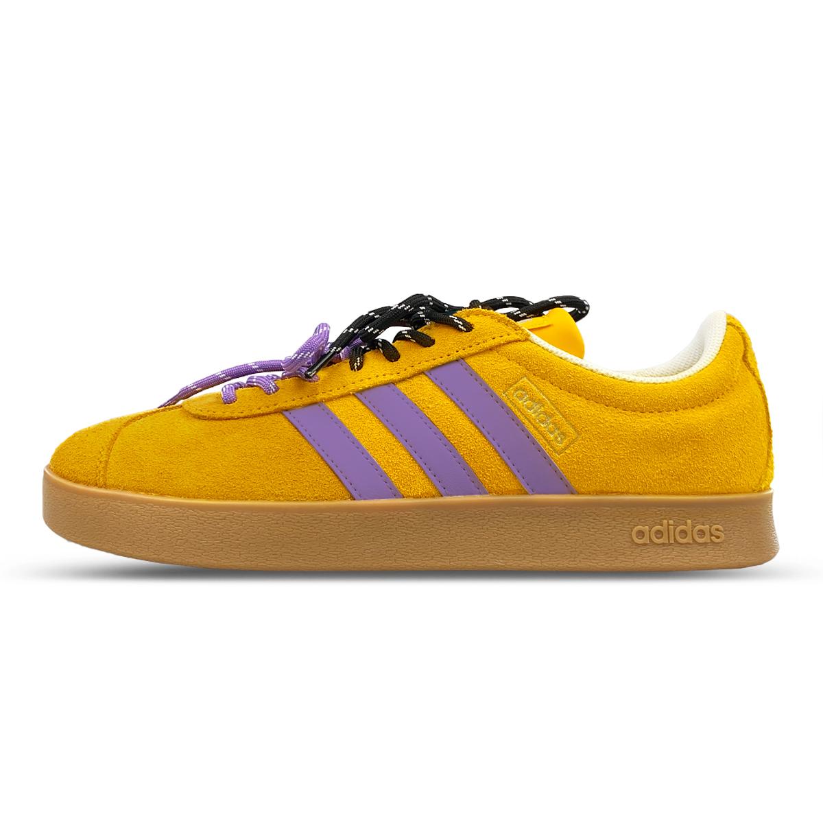 Adidas VL COURT 3.0 Slip Resistant Abrasion Resistant Low top Skateboard Shoes Unisex Yellow Purple JI0495(Team116-) 35