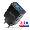 Colorful 4-Port 3A USB Travel Charger with US/EU Plugs for Mobile Phones