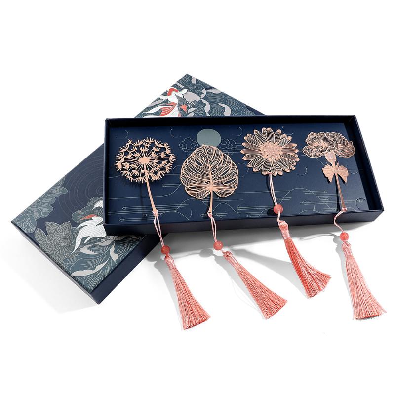 Chinese Style Handmade Book Mark Golden Lotus Sunflower Bookmarks Reading Marker For Book Lover Gifts For Friend