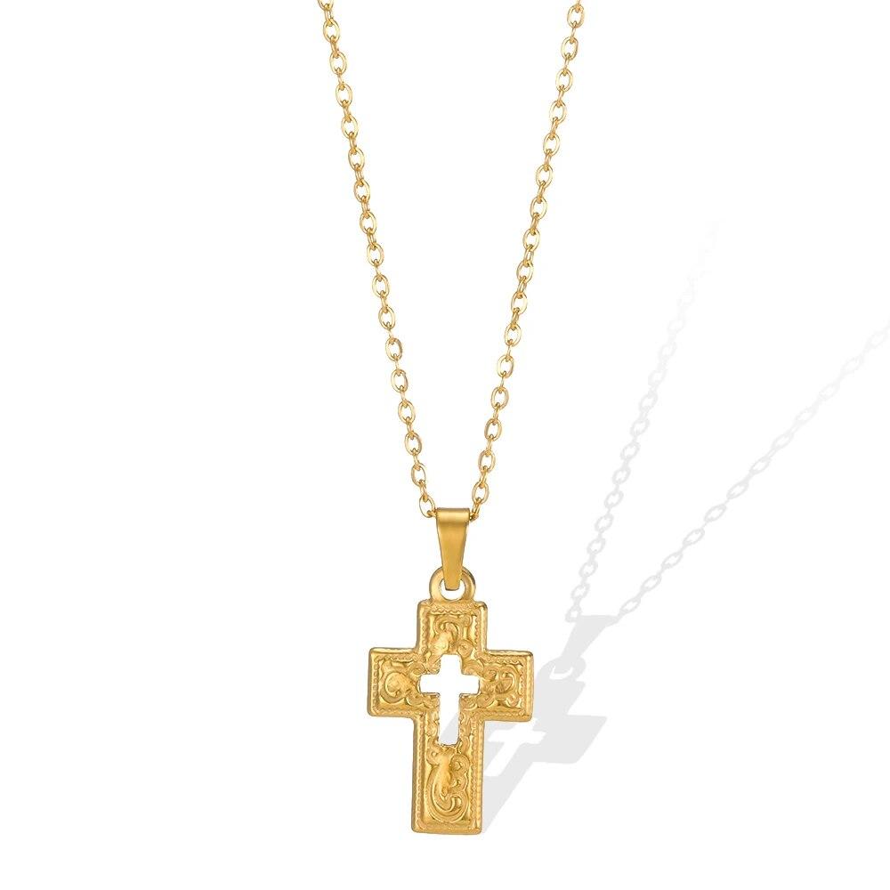 VIntage Christian Jesus Kreuz Halsketten Anhänger Für Frauen Edelstahl Runde Form Münze Halsketten Choker Gebet Taufe Geschenke