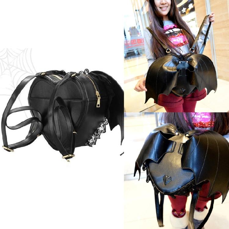 Zaino in Pizzo Trendy ad Ali di Pipistrello Rucksack in PU Daypack Gotico per Shopping e Appuntamenti