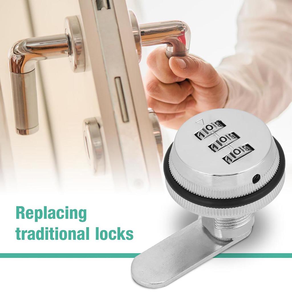Liga de Zinco Combinação de Senha Camlock Armário Protetor de Código de Acesso de Três Dígitos(Prata)