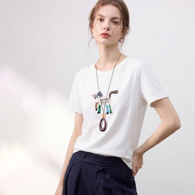 Demana Embroidered Cotton T-Shirt S