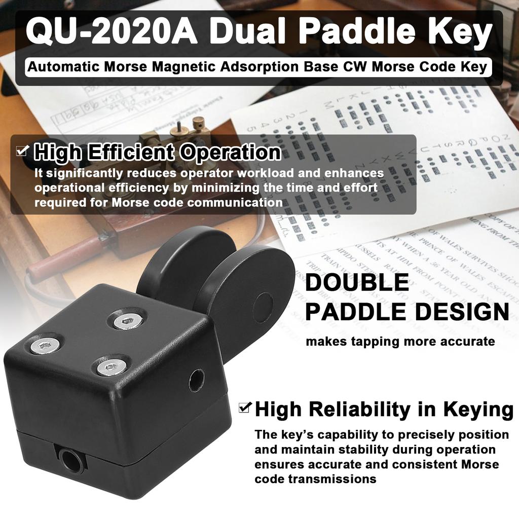 QU 2020A Dual Paddle Key Automatic Morse Magnetic Adsorption Base CW Morse Code Key DIY Keyer for Shortwave Radios