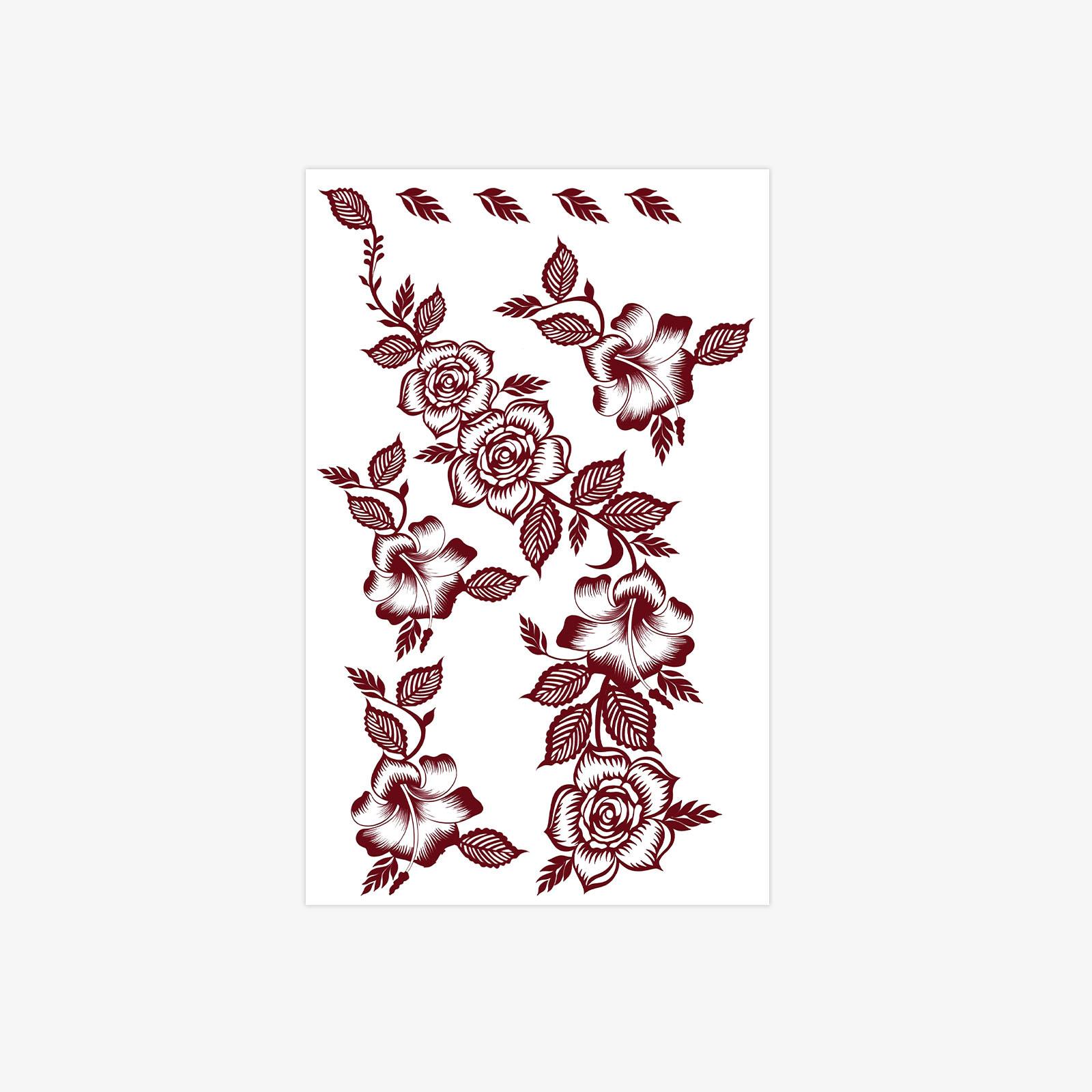 

Retro Ethnic Style Flower Tattoo Sticker, Wind Rose Vine Elements, Waterproof, Sweat-Proof And Non-Reflective 12*19
