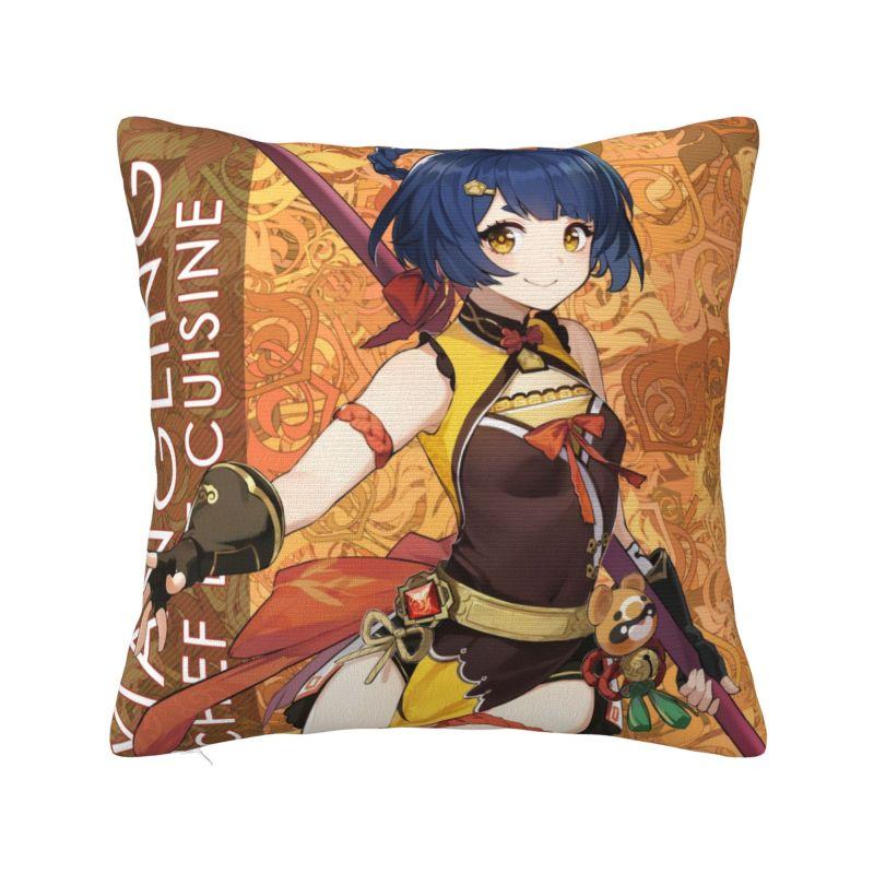 Custom Modern Anime Genshin Impact Cushion Cover Polyester Manga Kawaii Throw Pillow Case Home Decorative