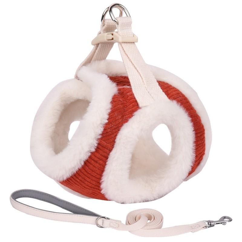 Autumn and Winter New Plush Dog Walking Leash Pet Chest Harness Vest Style Adjustable Small and Medium-sized Anti Slip Pet