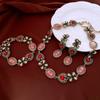 Zinc Zinc Alloy Vintage Necklace Set Elegant Retro Emboss Earrings Heart Cameo Jewelry Set  Banquet