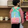 Kids Fashionable Backpack Color Block Design Large Capacity Bag Kindergarten