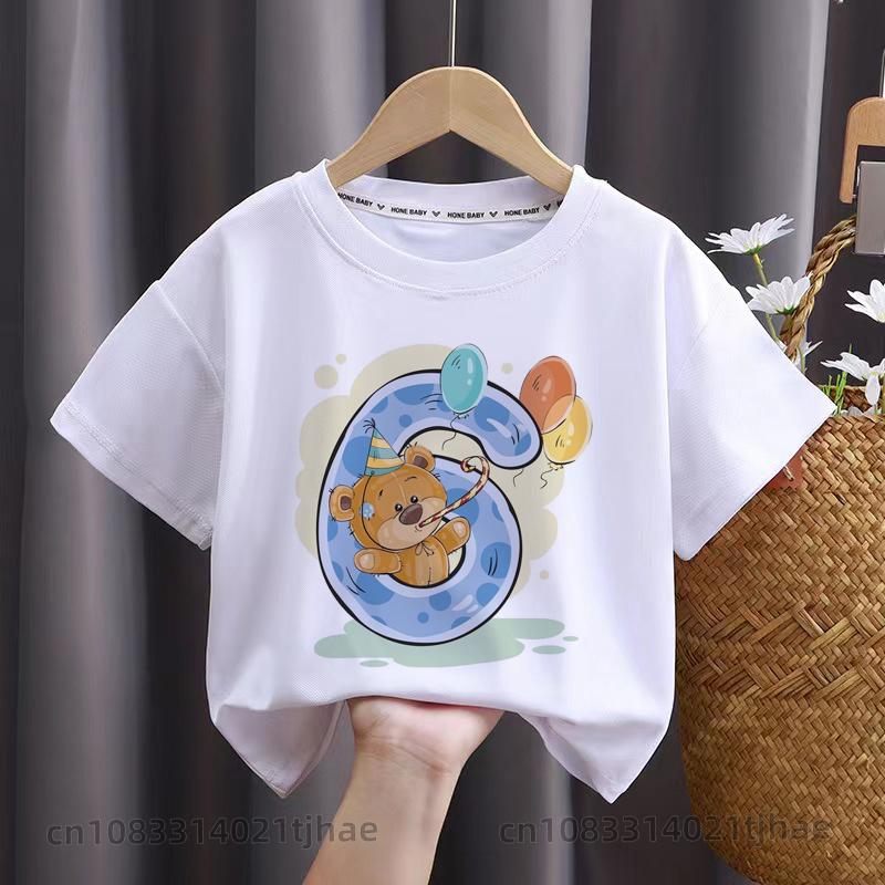 Cartoon Bear Birthday T-shirt Wild T-shirt Girl Party T-shirt Bear Theme Boy Top