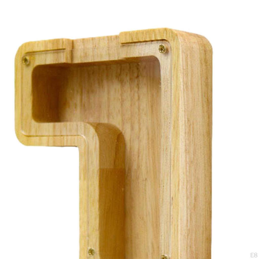 Wooden Piggy Bank Money Box Transparent Coin Saving for Boys Girls Kids