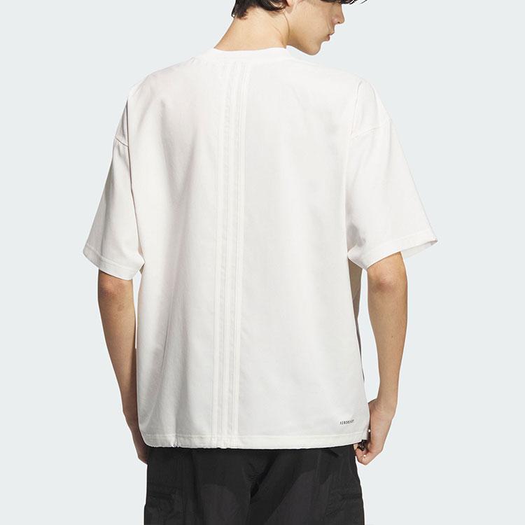 Adidas Future Style Woven T-Shirt With Brand Logo And Color Block Patchwork Men Tops Pink White JI9869