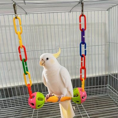 Colorful Bell Swing for Parrots, Durable Plastic Swing with Crisp Bell Sounds, Fun Boredom Relief Toy, Interactive Small Parrot Swing