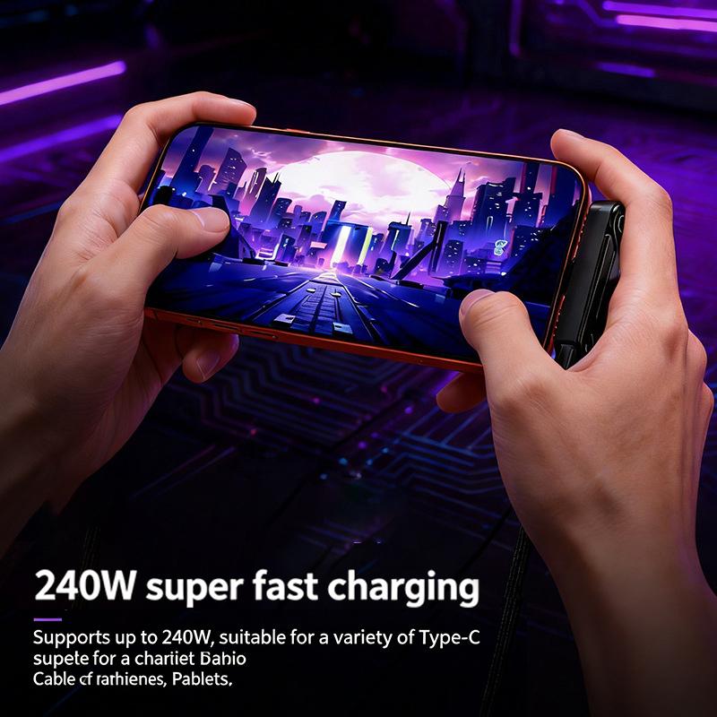 Multi-functional 240W PD Fast Charging Type C To Type C Cable USB C To Type C Cable With Foldable Stand Phone Holder