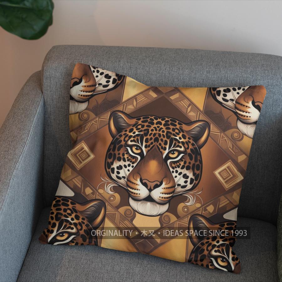 2D Exotic Leopard Art Pillow For Decorative Appeal Pattern Cushion Cover Suitable For Sofa Bedroom Car Pillow Cover