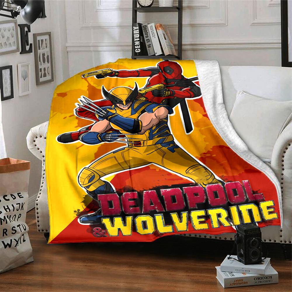 Deadpool Wolverine Team Up Flannel Blanket Super Soft Warm Cozy Blanket For Sofa Bed Office Travel Allseason Home Decor Gift