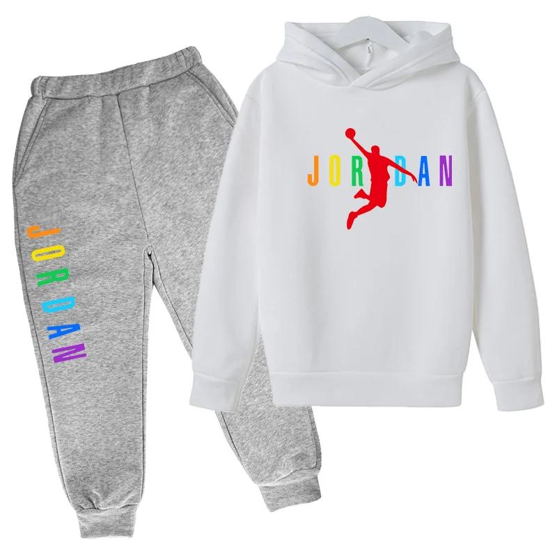 2-13 Anni Bambini e Bambine Abbigliamento Semplice Autunno Primavera 2 Pezzi Felpa+Pantaloni Stampa Lettere Tute Bambini Casual Set