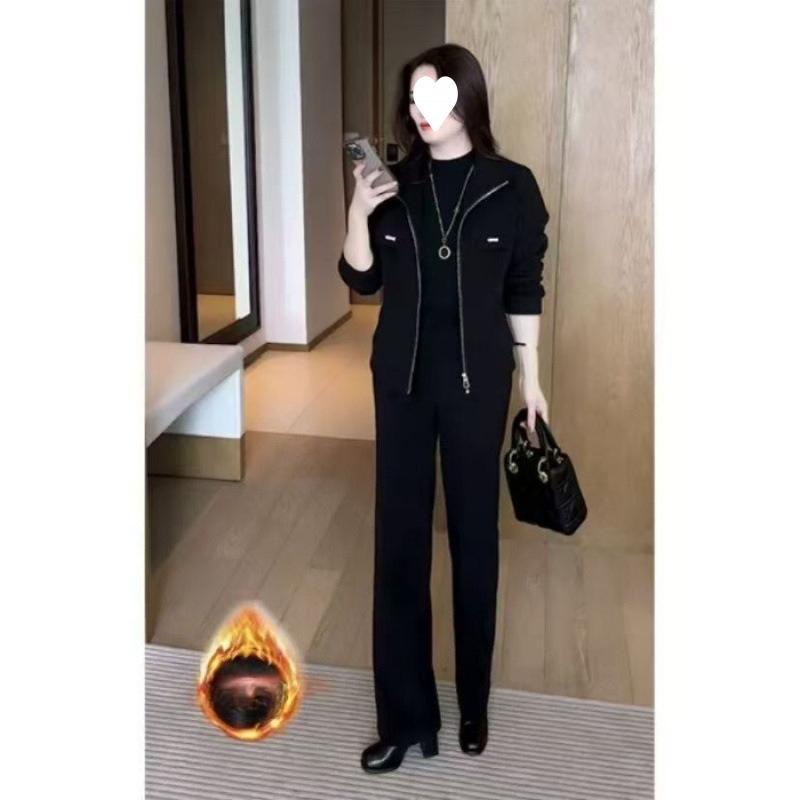 Fashionable Casual Sportswear Loose and Slim-fit Two-piece Set with Added Insulation and Thickness for Spring and Autumn, Suitable for Women.