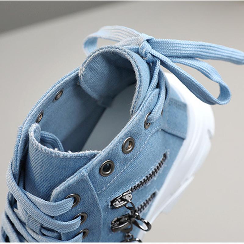 Canvas High Top Women's Shoes for Spring and Summer, Breathable Thick Sole, Height Increasing Casual Shoes, Martin Boots, Sports Shoes