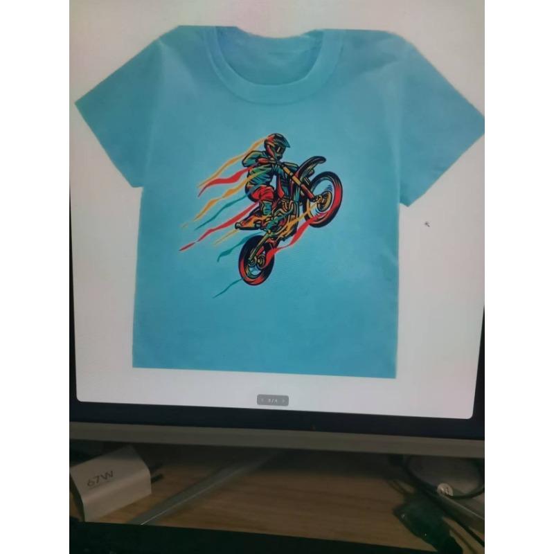 Funny Dirt Bike Motorcycle Print T-shirt Boys Cool White T Shirts Kids Harajuku Summer Short Sleeve Tshirt Tops