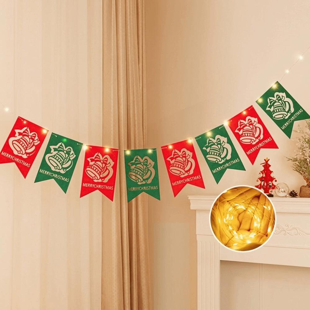 Cartoon Christmas Luminous Banner Santa Claus LED Light String Xmas Wall Ornaments Room Background