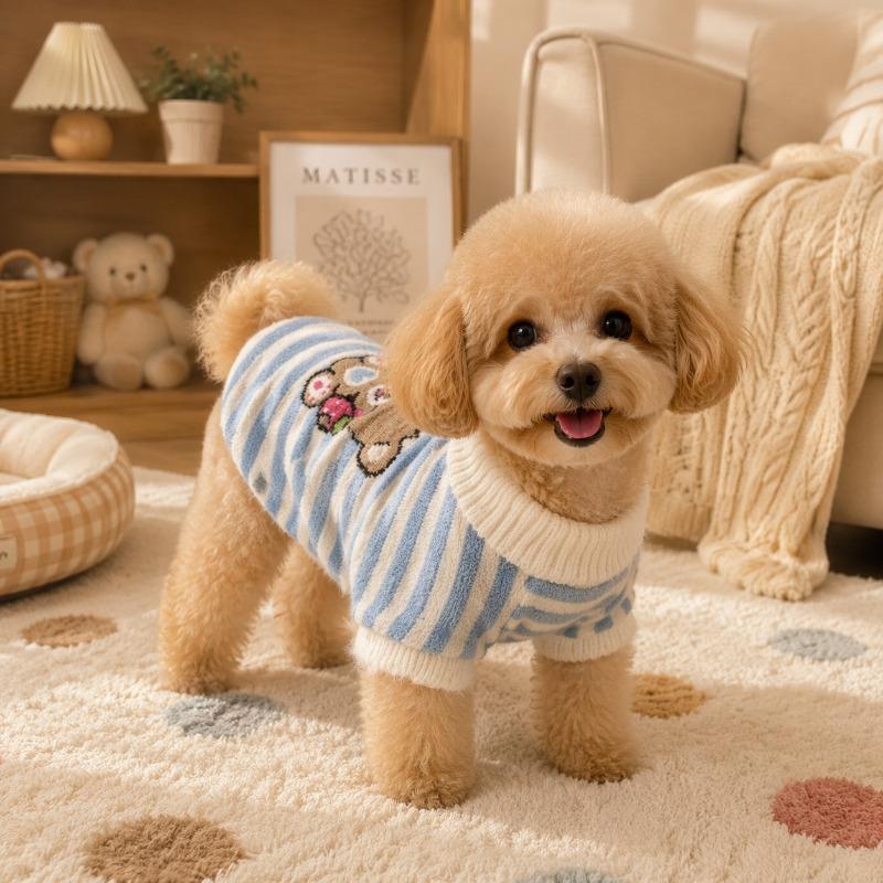 Warm Cartoon Striped Two Legged Pet Sweater For Dogs And Cats