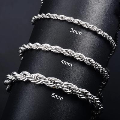 Pulsera unisex de cadena trenzada estilo hip hop, de acero inoxidable pulido, antioxidante, ideal para fiestas, hippies, rockeros y cantantes.